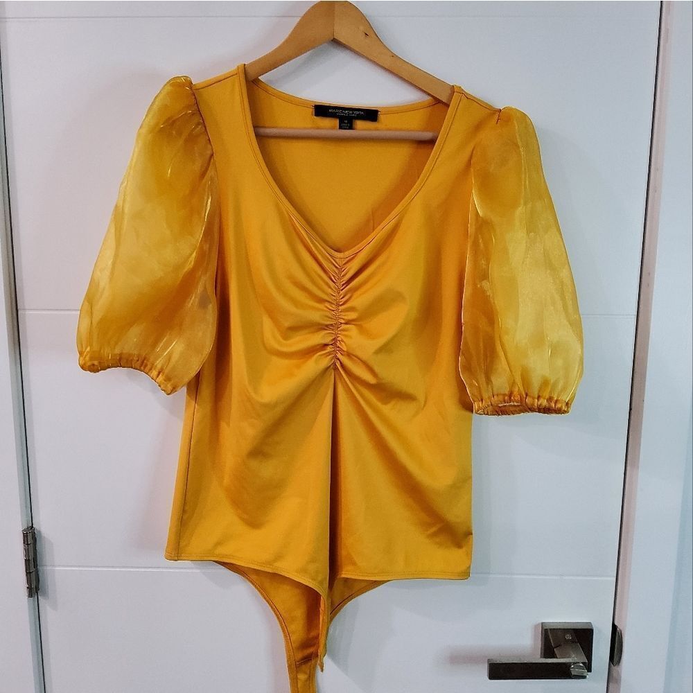 Marc NY Andrew Marc Puff Sleeve Bodysuit Size M
